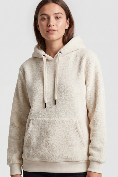 Women Teddy Fleece Hoodie – Regular Fit - kangaroo pocket