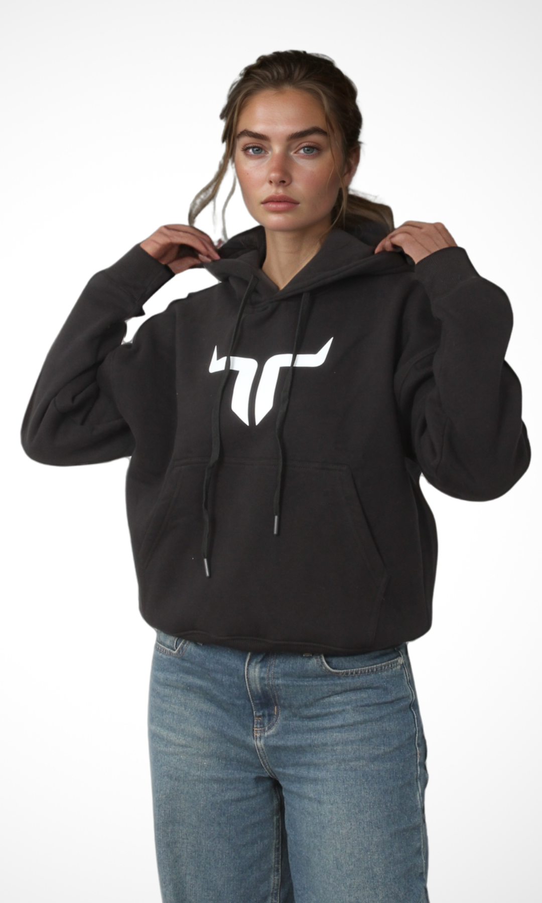 (Original) Women Cropped Hoodie - NUT (Black)