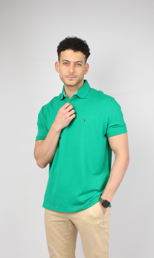 Original Men Solid Cotton Polo Shirt 2 buttons (Green)