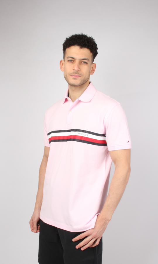 Original Men Polo T-Shirt Flag Side Logo (Pink)