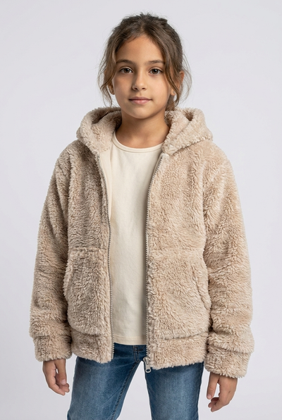 Kids' Teddy Fleece Hooded Zip Jacket