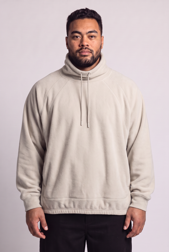 Summit Fleece Funnel Neck Pullover - Beige -Big Size