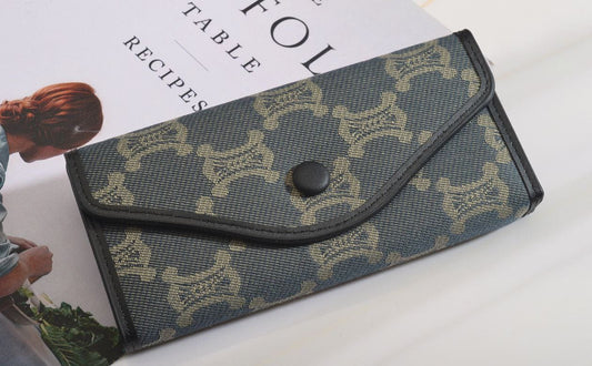 Outlet W&B Wallet Black X Grey Basic Long Women Wallet