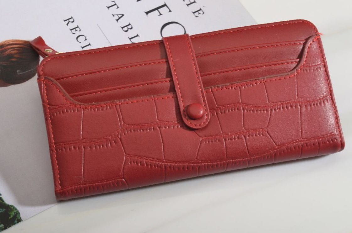 Outlet W&B Wallet Burgundy Long Leather With Capsule