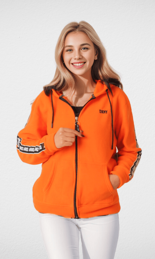 Women Winter 24 Summer Sale 23 (ORIGINAL) DKNY Women Jacket With Stripe - Orange
