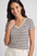 Women Striped Classic V-neck T-Shirt