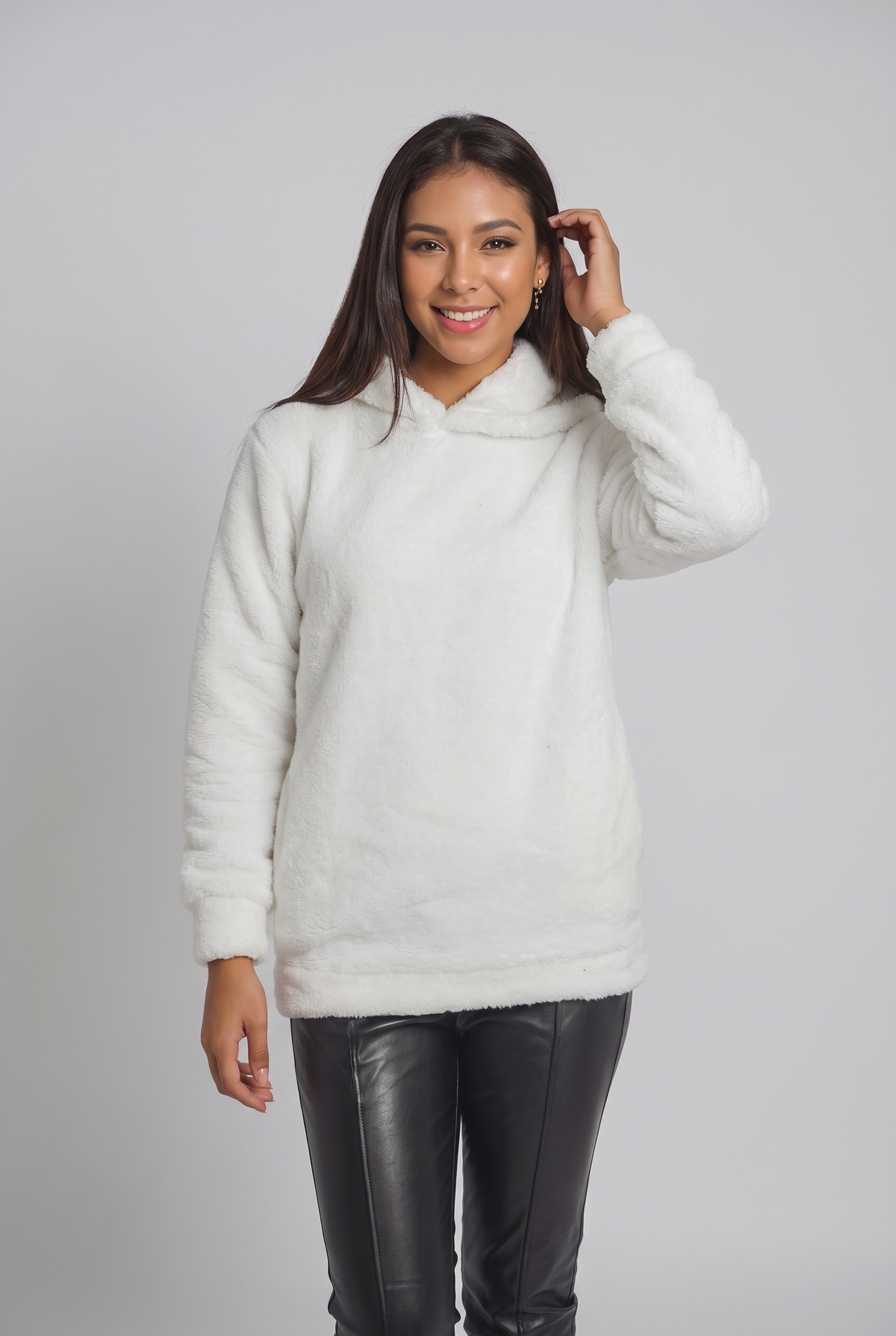 Women Fleece Hoodie (White)