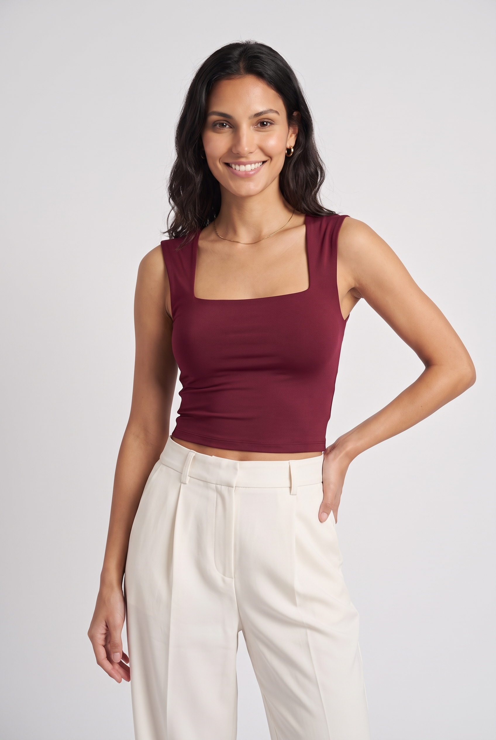 NUT Plain Women Square Neck Tank Tops