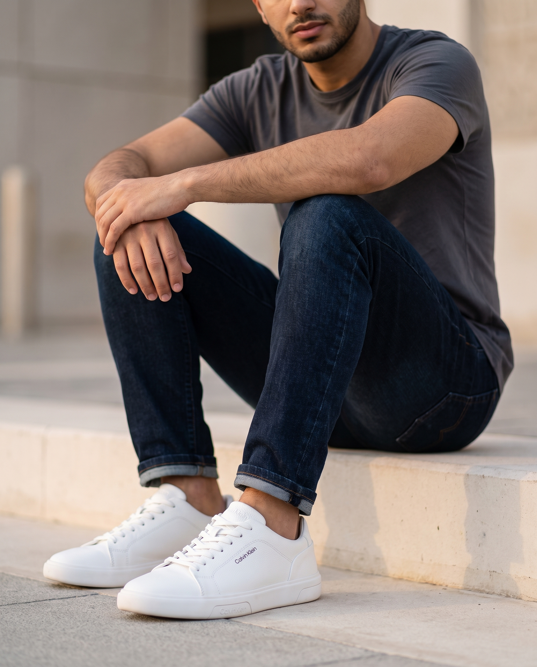 Men CK Flat Sneaker (White)