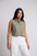 Women Sleeveless Crop Shirt Oversized