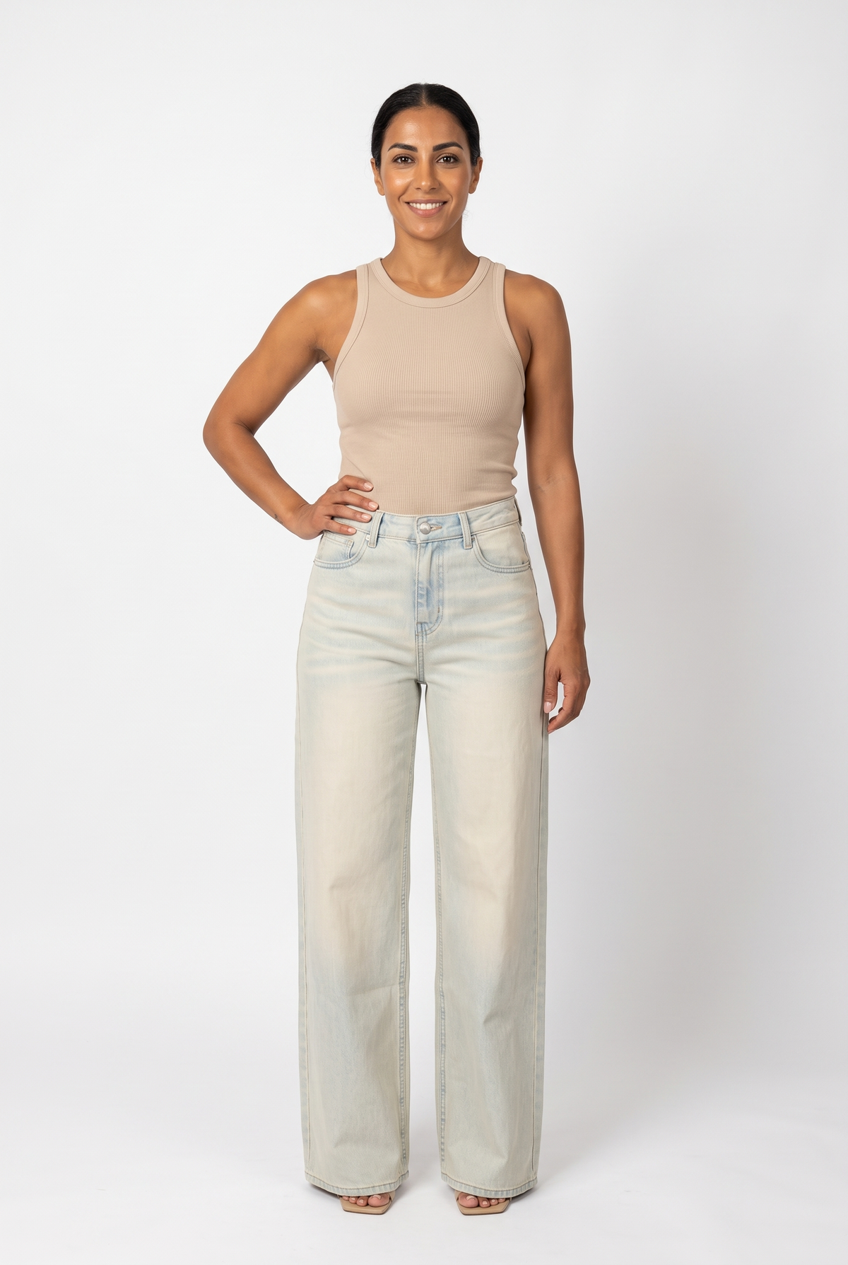 Women Wide Leg Jeans (Desert Sand Wash)