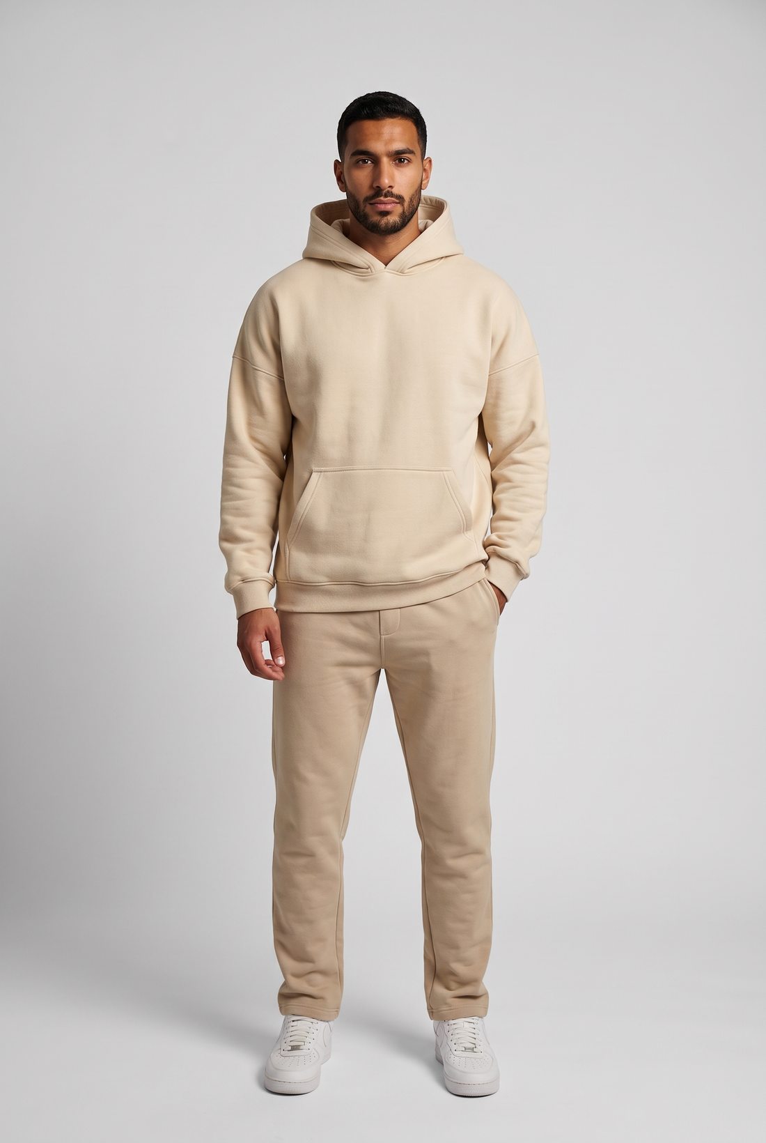 Men Over Sized Basic Hoodie Sweater (Beige)