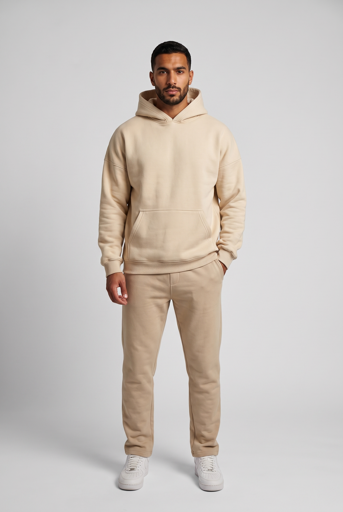 Men Over Sized Basic Hoodie Sweater (Beige)