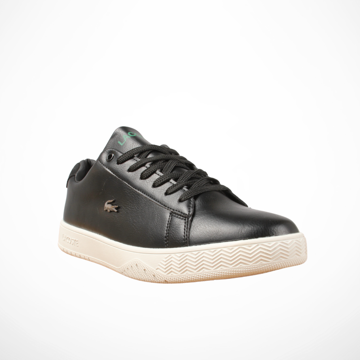 Men Leather Lacoste Shoes (Black)