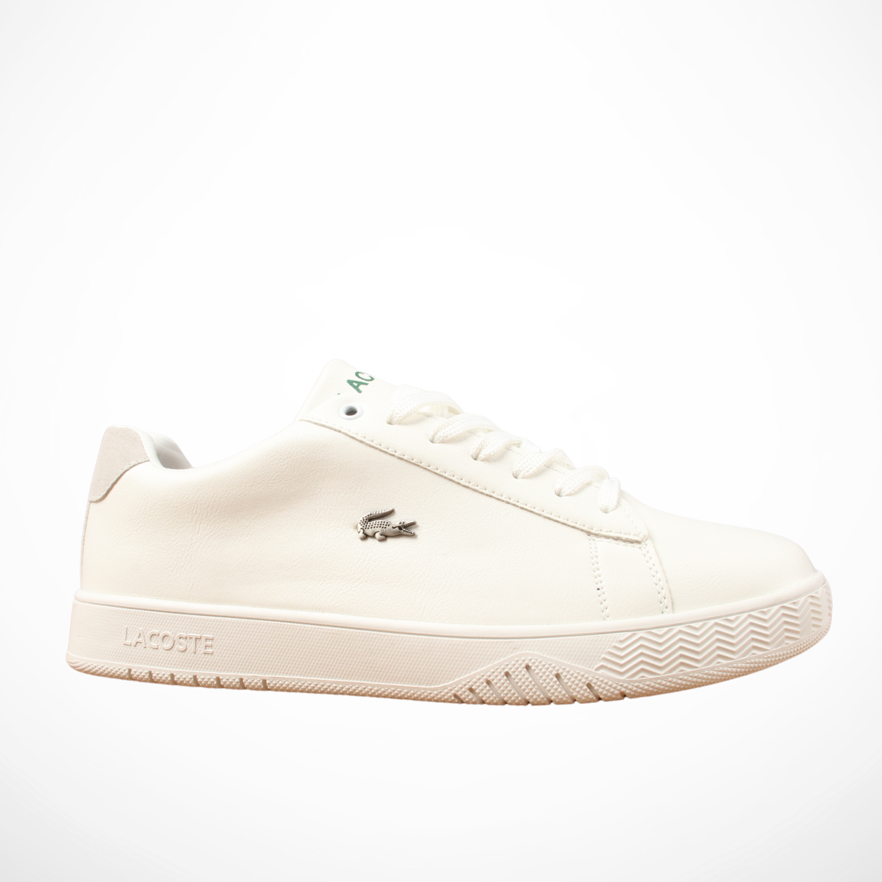 Men Leather Lacoste Shoes (White)