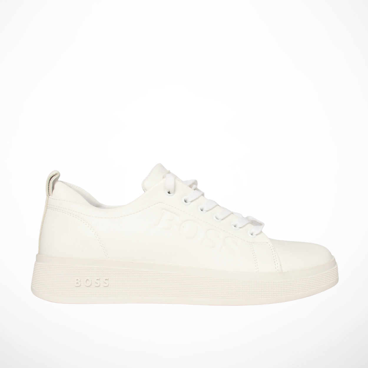 Men Leather trainers with signature (White)