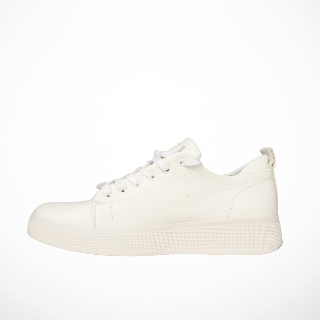 Men Leather trainers with signature (White)