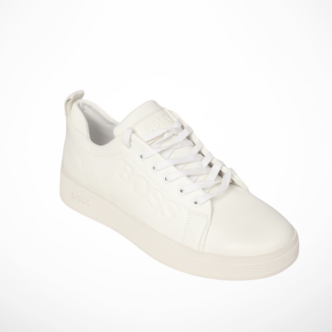 Men Leather trainers with signature (White)