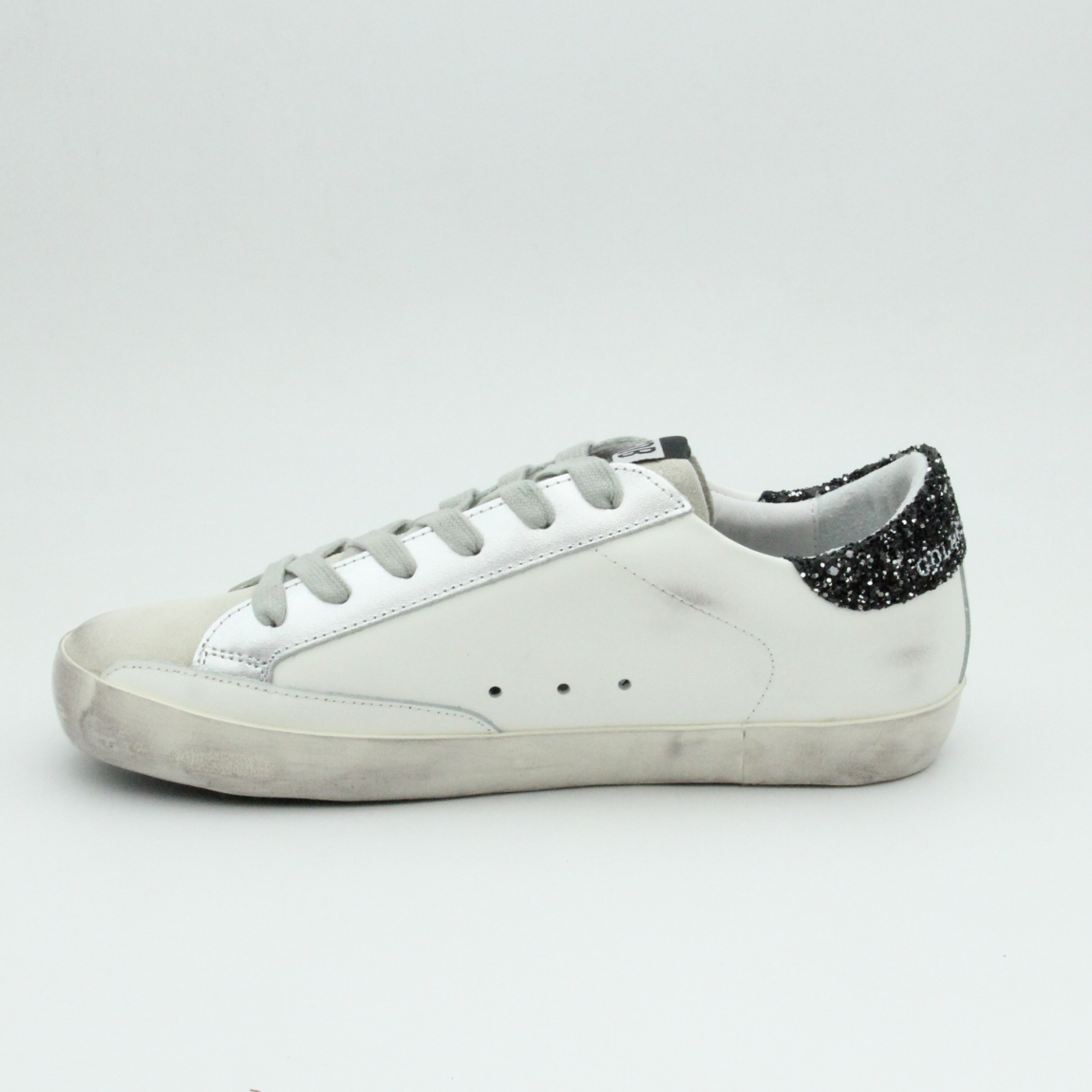 Women Super Star Leather Crystal (White-Black)