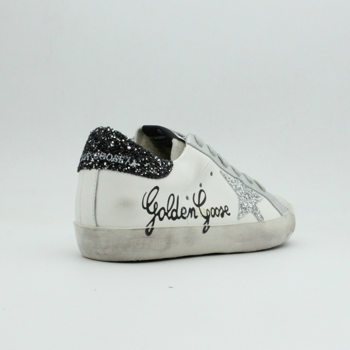 Women Super Star Leather Crystal (White-Black)