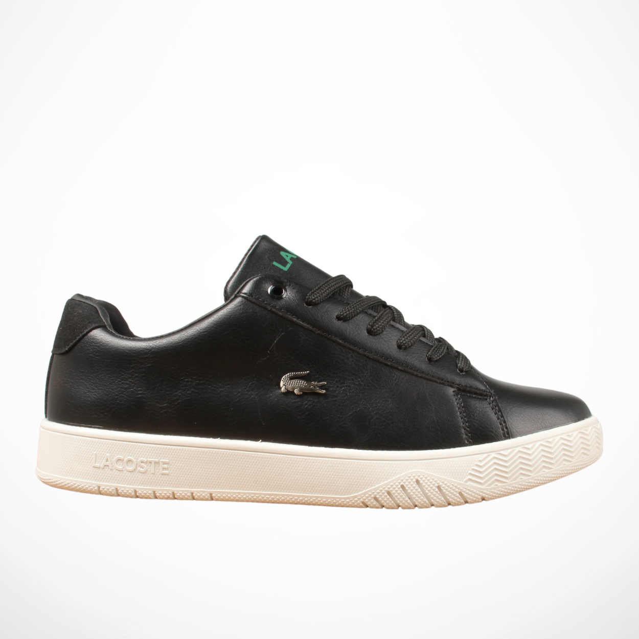 Men Leather Lacoste Shoes (Black)