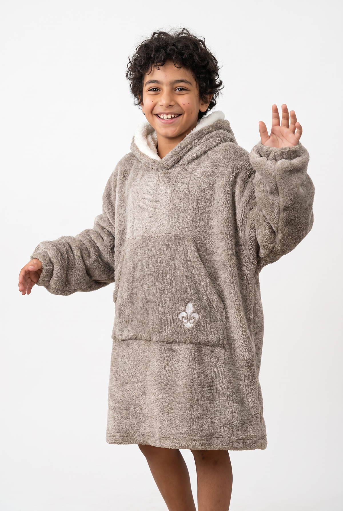 DUCHY Kids Comfy Hoodie Blanket- New (Café)
