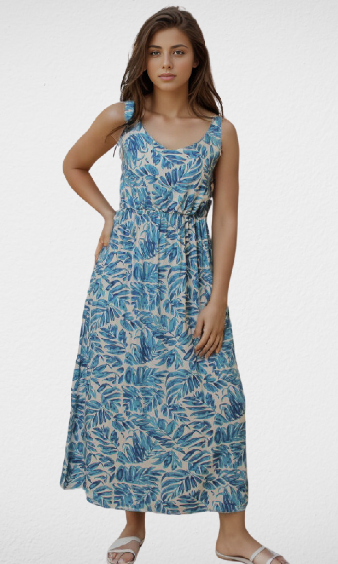Women Dress Floral Pattern (Blue)