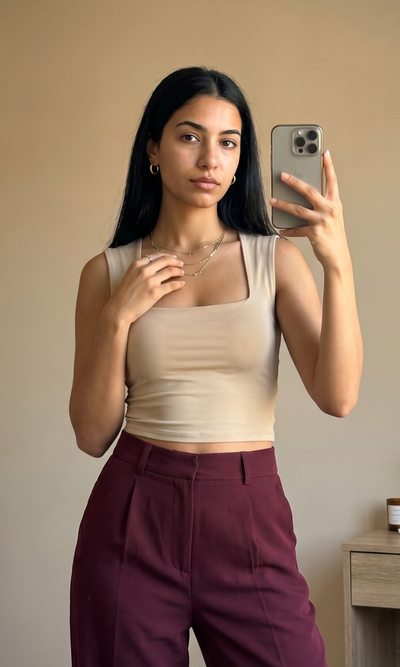 NUT Plain Women Square Neck Tank Tops