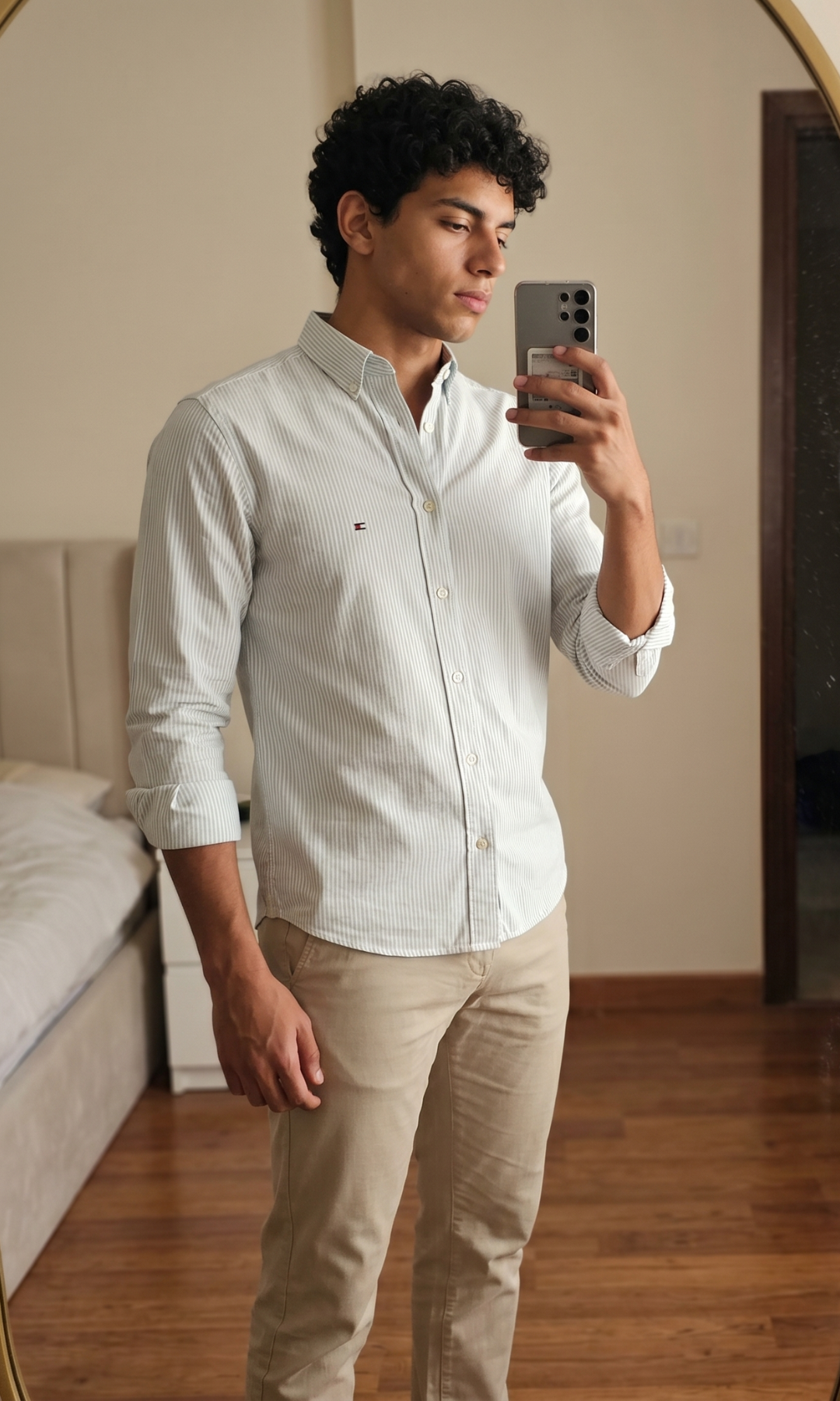 Men Striped Oxford Shirt With Button-Down Collar