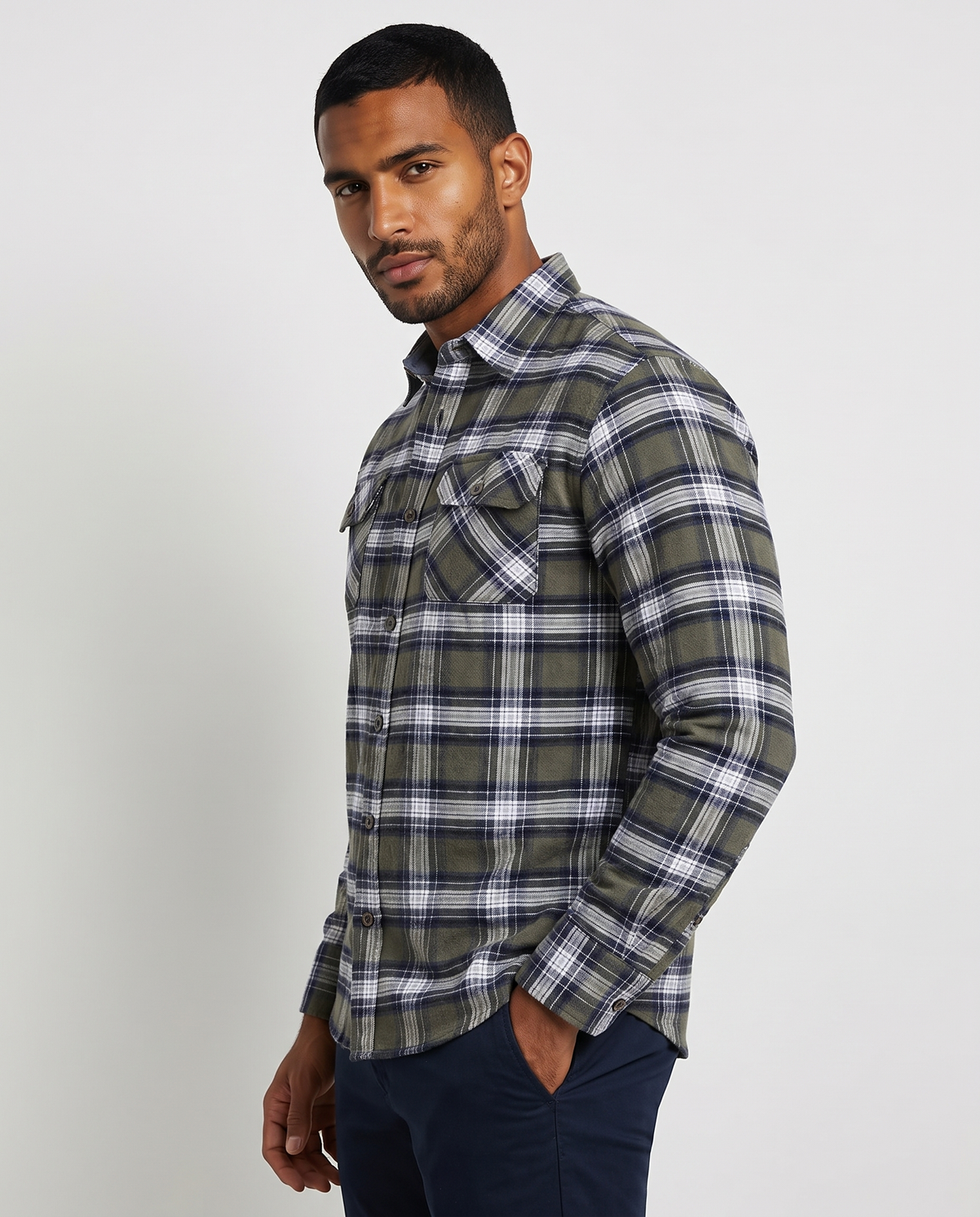 Checkered Long Sleeve Shirt (Green)