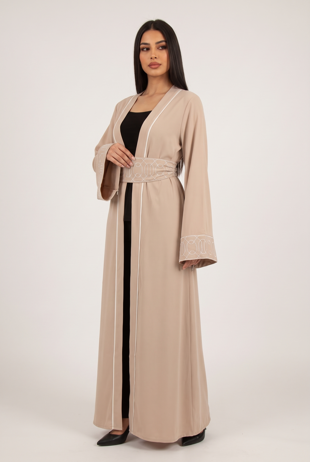 Women Kaftan With Belt (Beige)