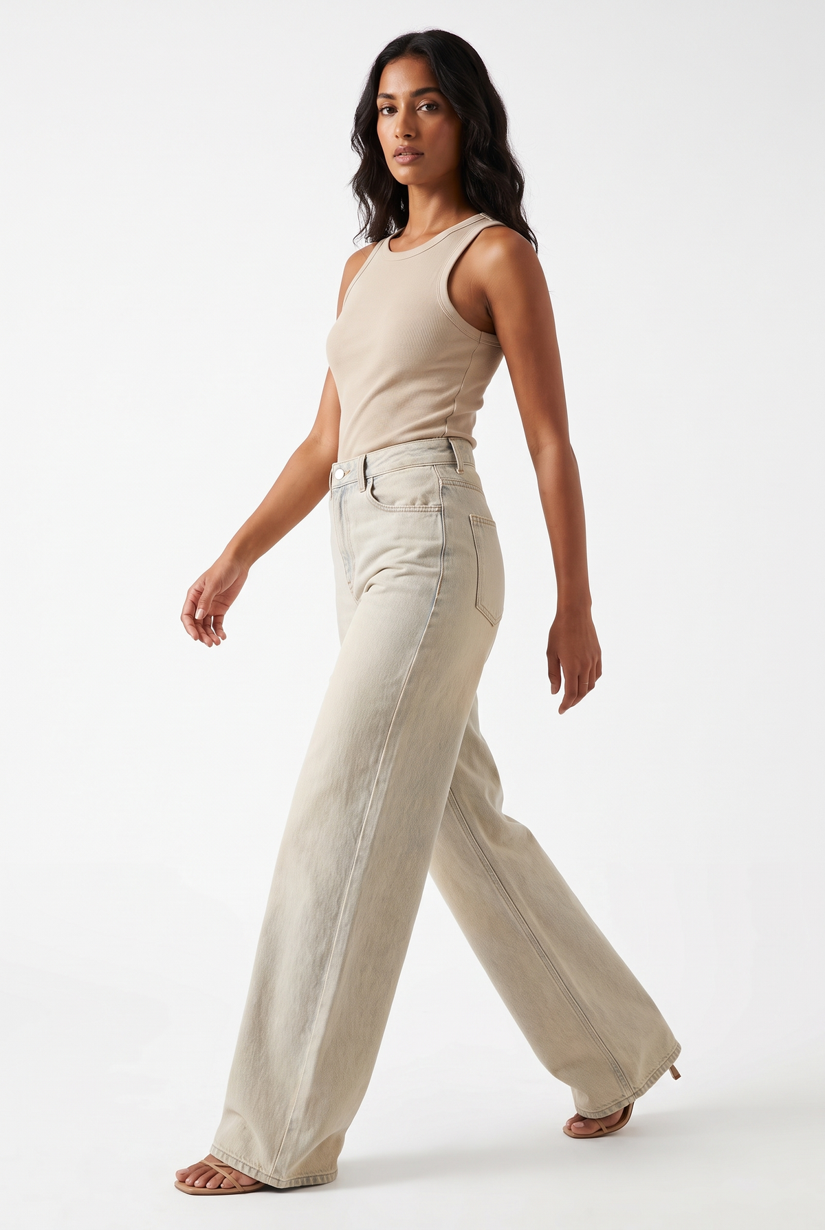 Women Wide Leg Jeans (Desert Sand Wash)
