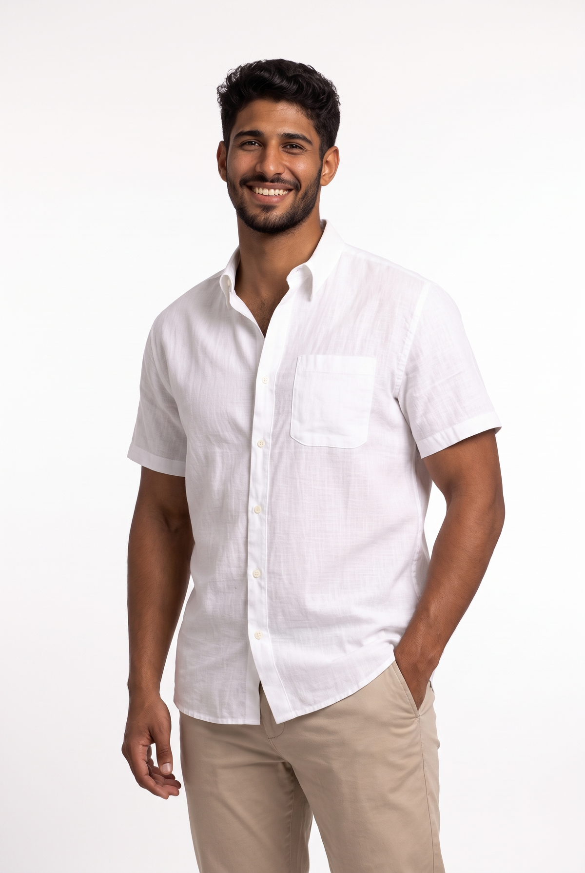 Men Linen Short Sleeve Shirt