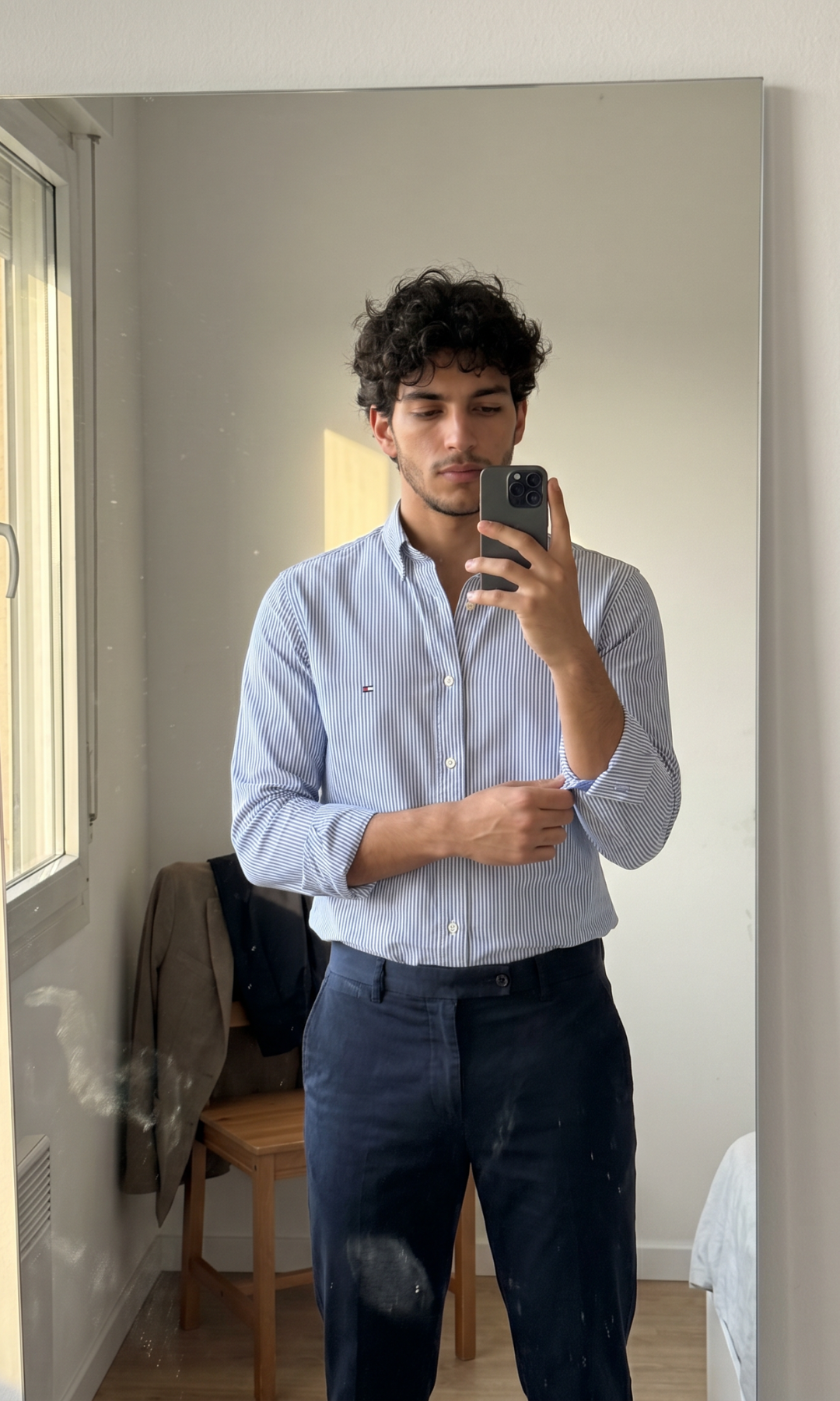 Men Striped Oxford Shirt With Button-Down Collar