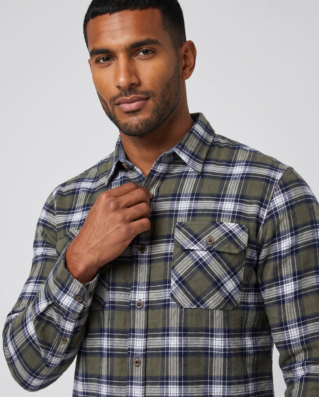 Checkered Long Sleeve Shirt (Green)