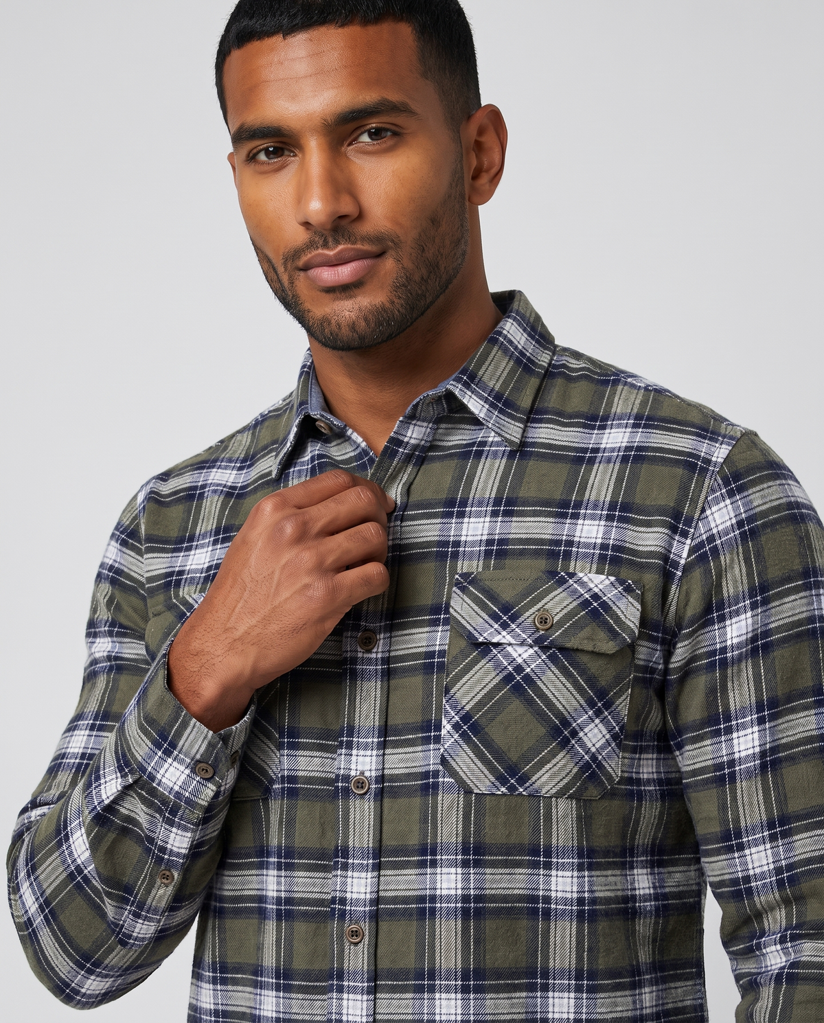 Checkered Long Sleeve Shirt (Green)