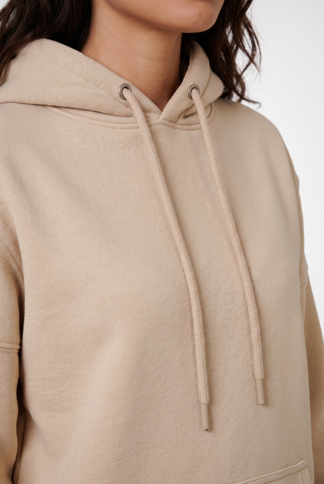 Women Over Sized Basic Hoodie Sweater (Beige)