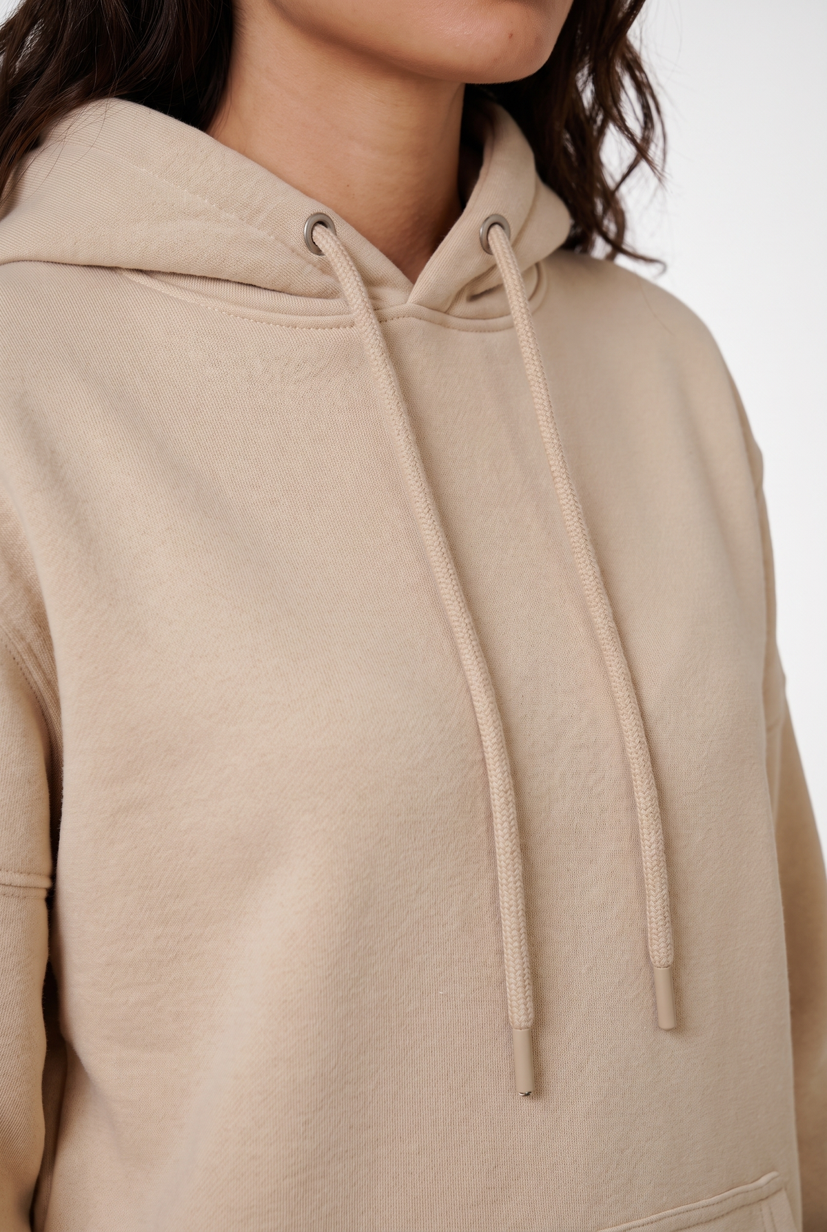 Women Over Sized Basic Hoodie Sweater (Beige)