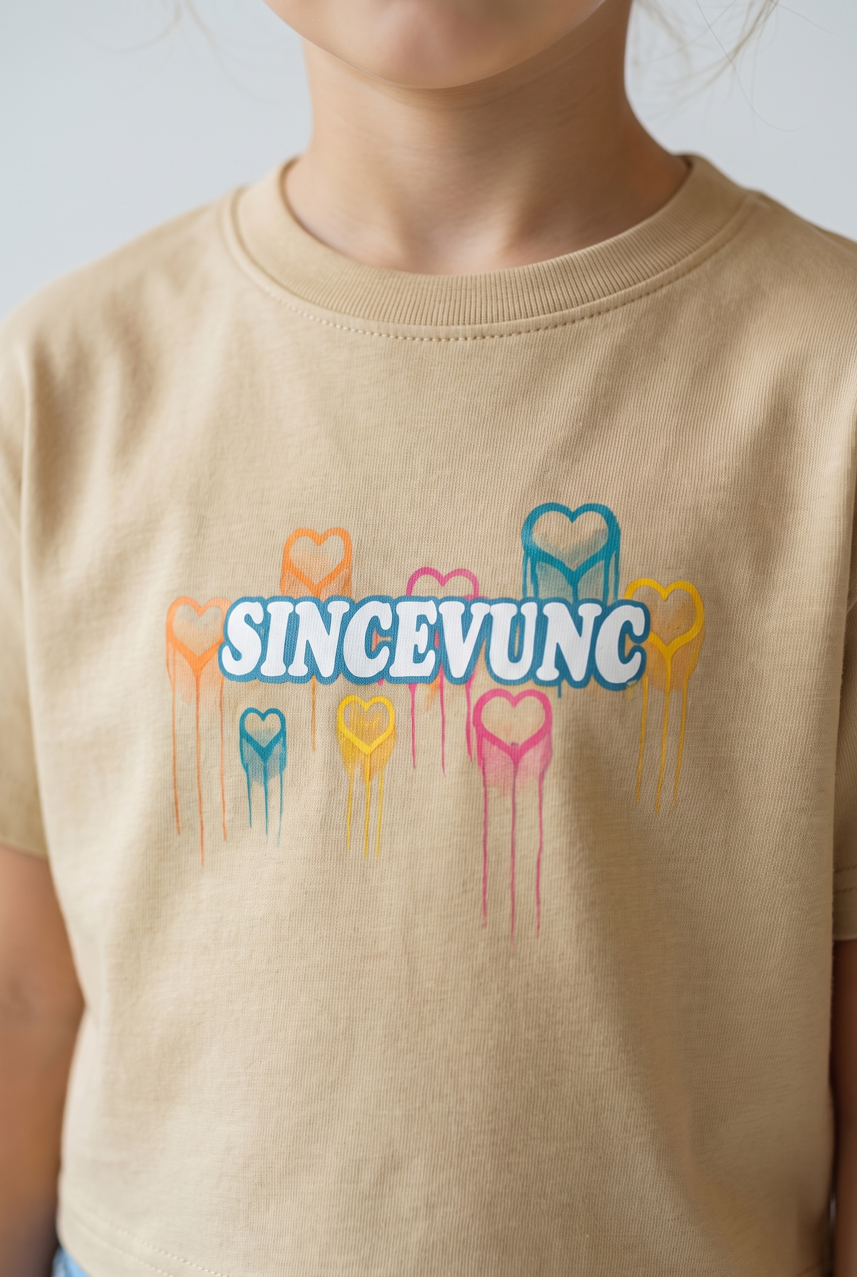 Kids Crew Neck T-Shirt SINCEVUNC (Beige)