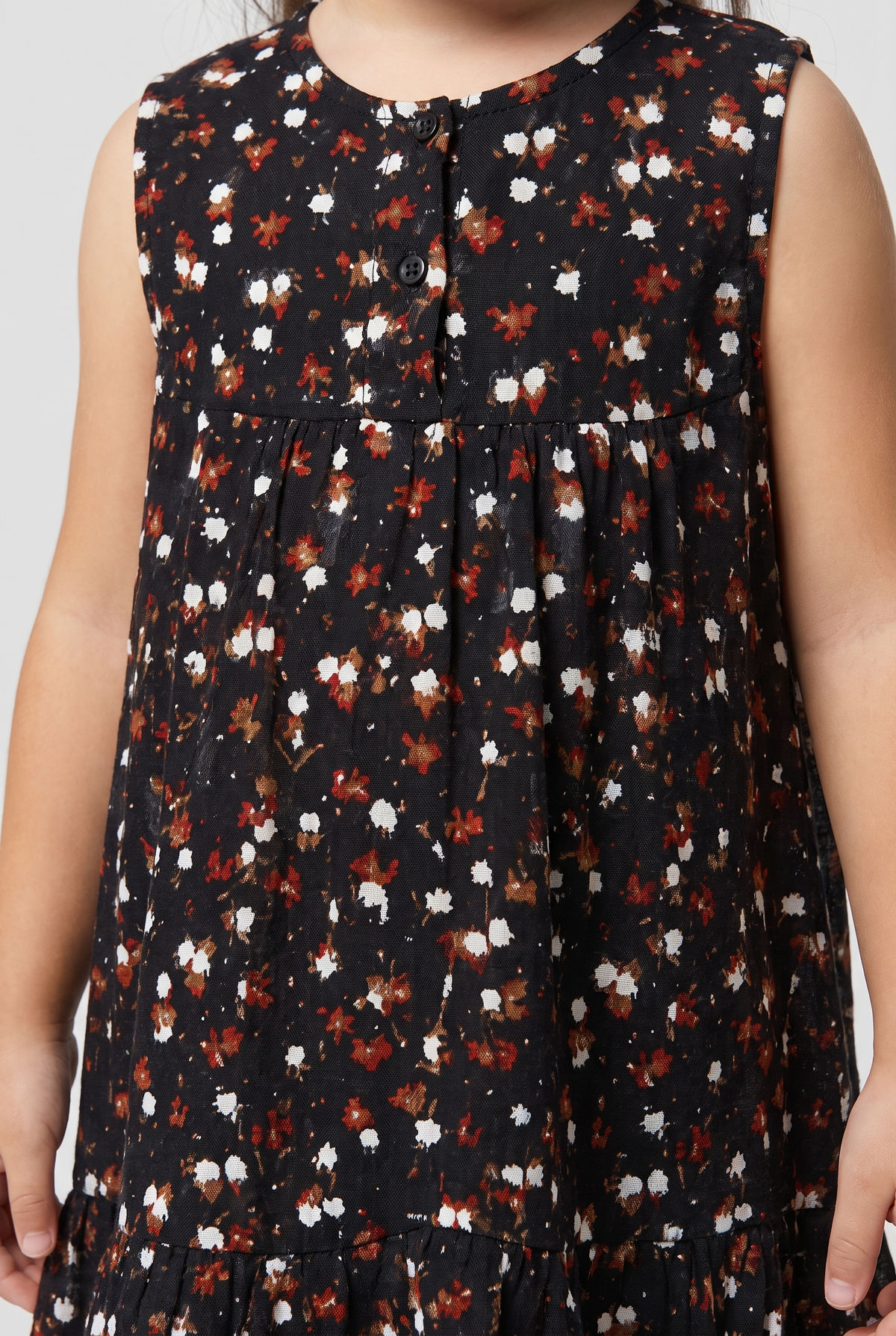 Girls Floral Print Dress (Black)