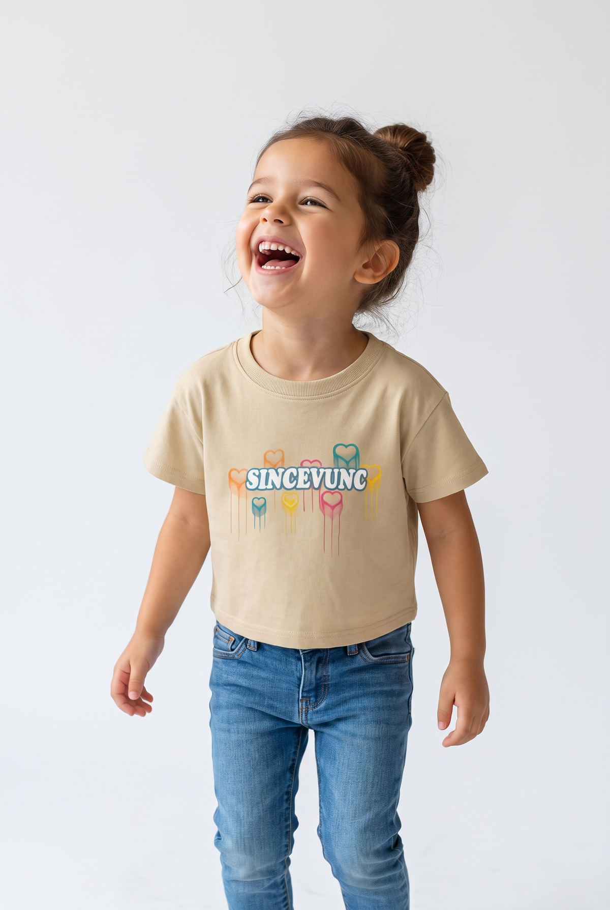 Kids Crew Neck T-Shirt SINCEVUNC (Beige)