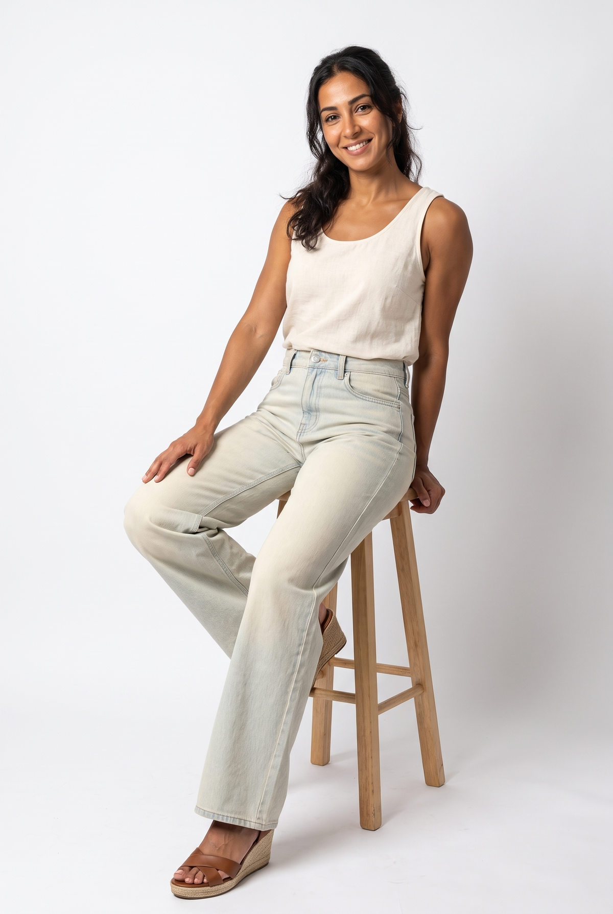 Women Wide Leg Jeans (Desert Sand Wash)