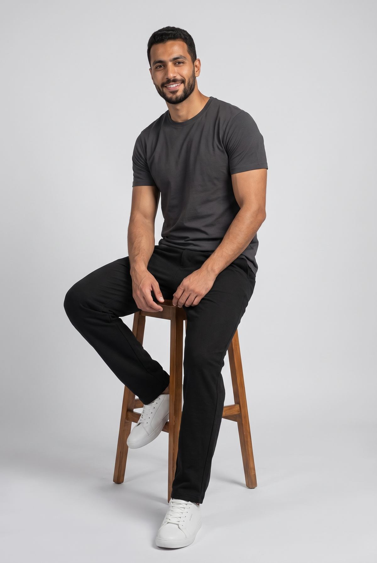 Men Black Solid Regular Fit Trousers
