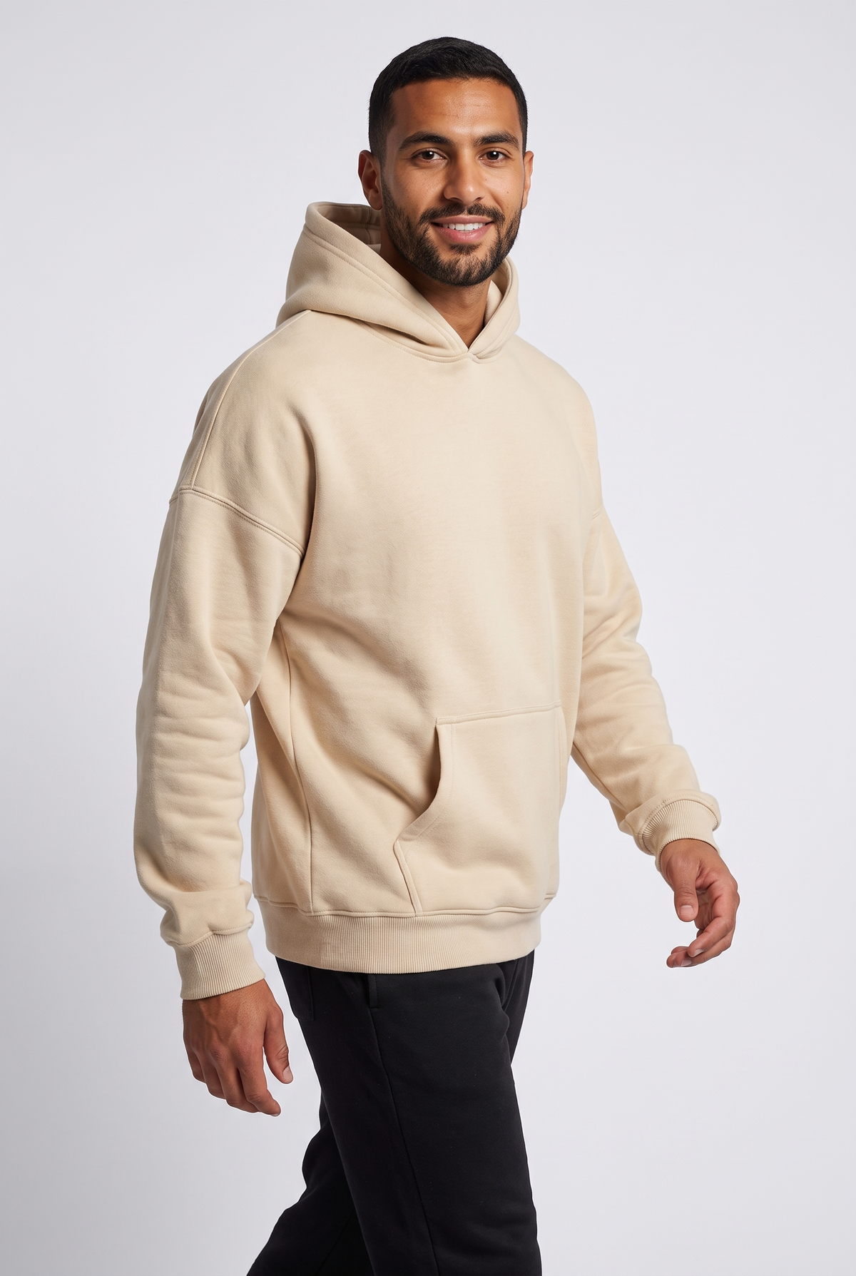 Men Over Sized Basic Hoodie Sweater (Beige)