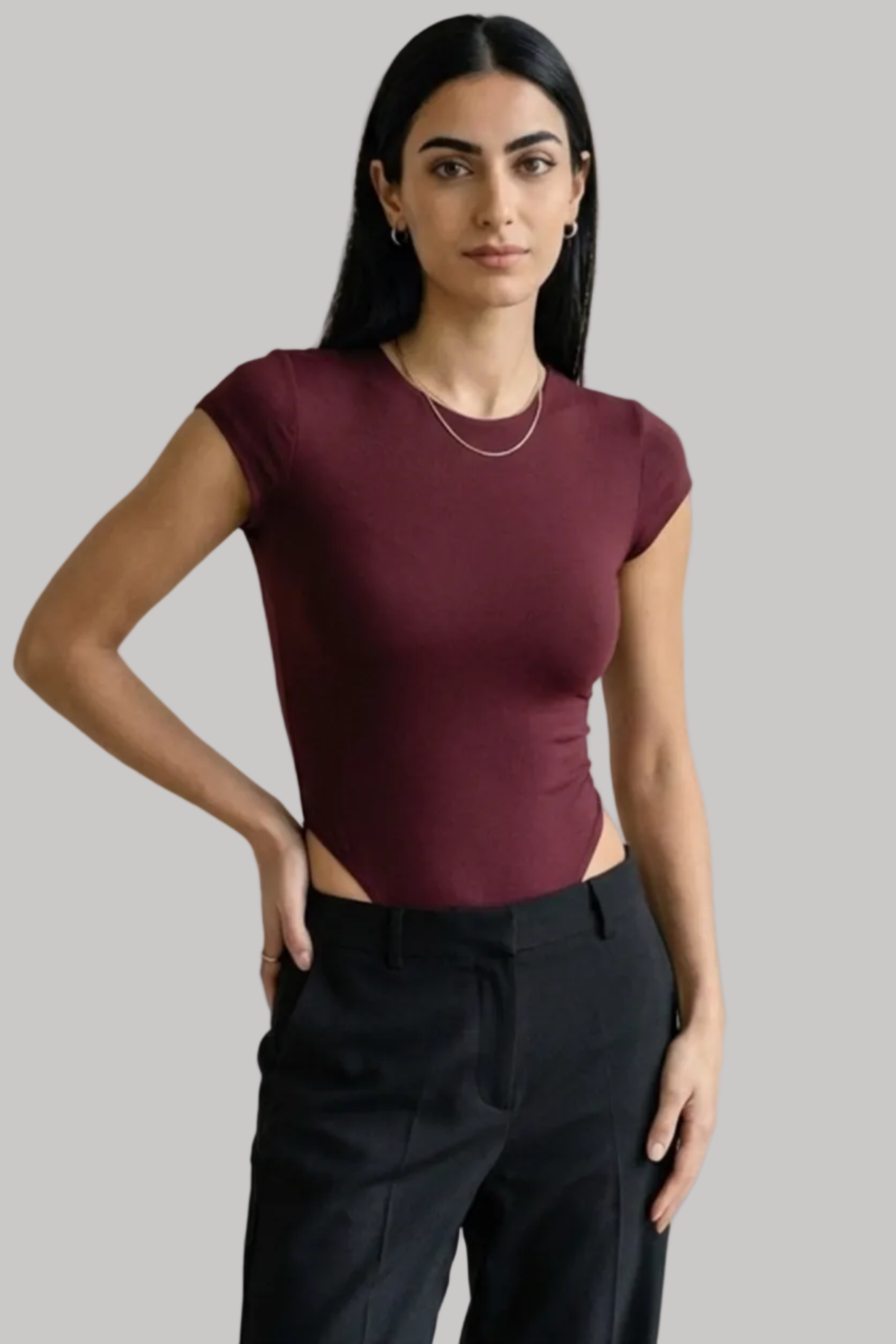 NUT plain women's short sleeve bodysuit, product photo