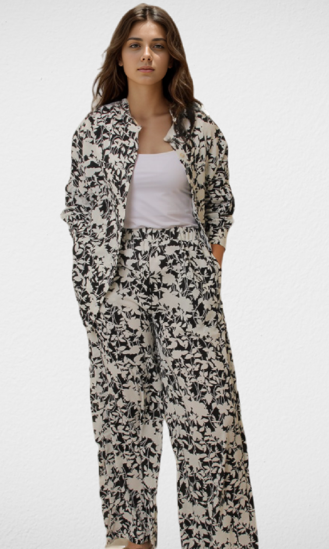 Women Set Floral print (Black & White)