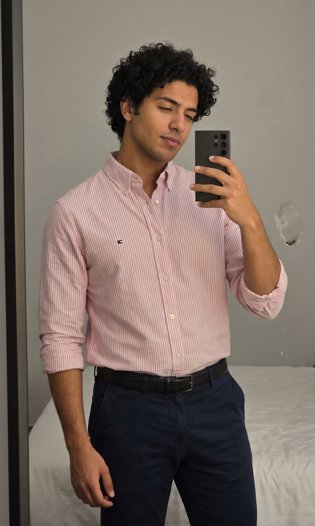 Men Striped Oxford Shirt With Button-Down Collar