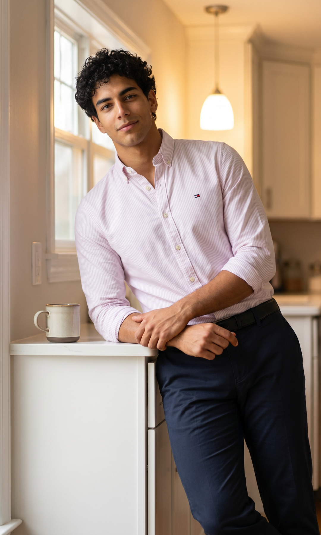 Men Striped Oxford Shirt With Button-Down Collar