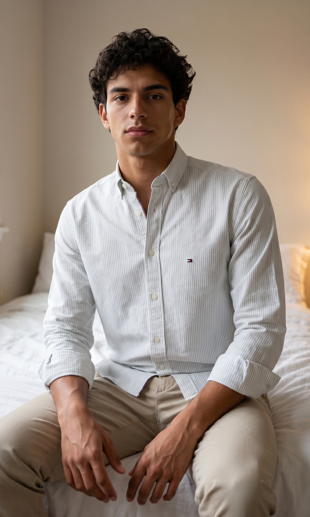 Men Striped Oxford Shirt With Button-Down Collar
