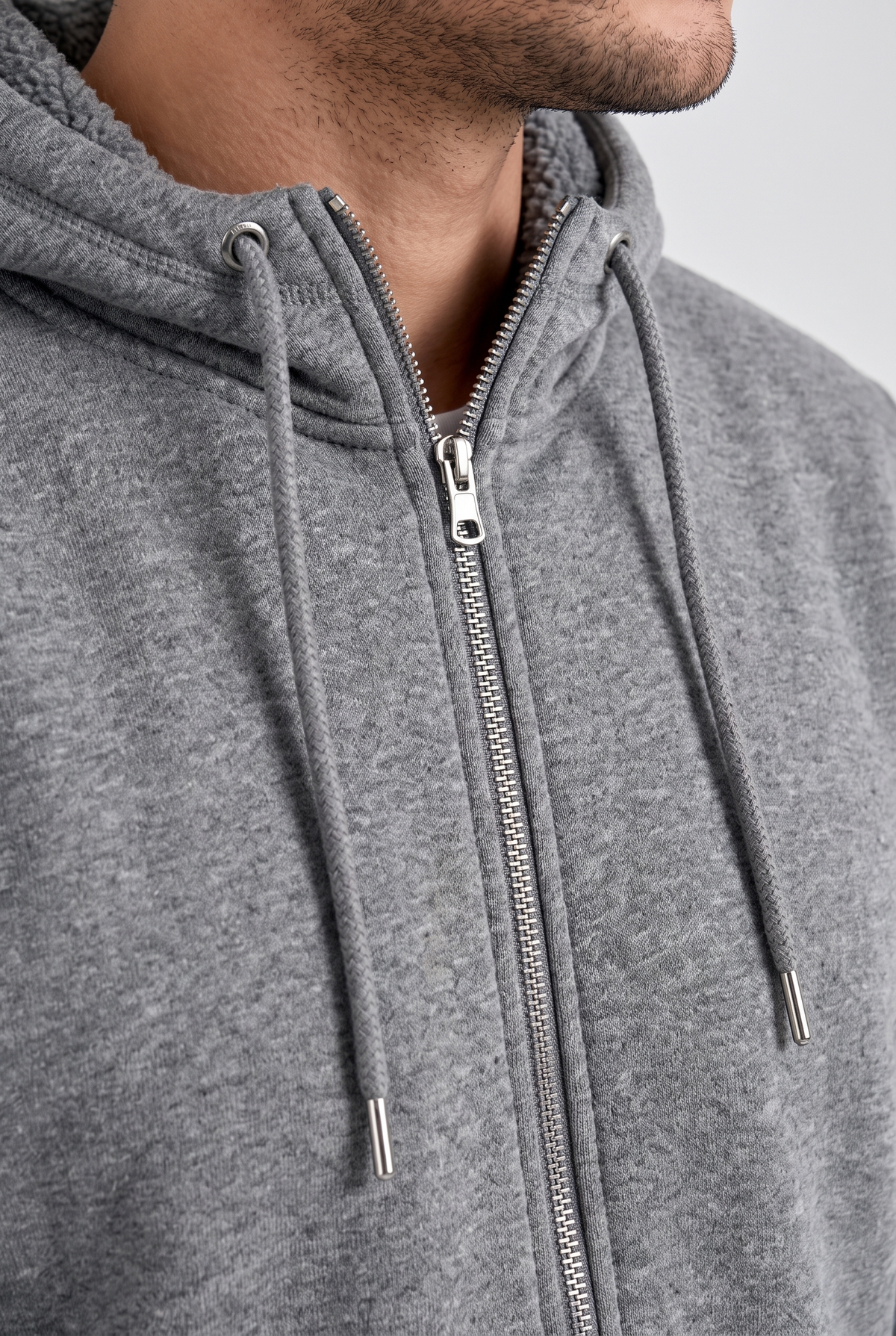 Heather Gray Sherpa-Lined Zip Hoodie Jacket